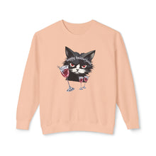 Load image into Gallery viewer, Happy Hallow Wine Cat Sweatshirt, Halloween Crewneck Jumper, Funny Fall Cat Pullover, Wine Lover Gift, Cozy Autumn Sweatshirt
