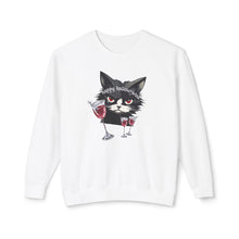 Load image into Gallery viewer, Happy Hallow Wine Cat Sweatshirt, Halloween Crewneck Jumper, Funny Fall Cat Pullover, Wine Lover Gift, Cozy Autumn Sweatshirt
