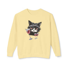 Load image into Gallery viewer, Happy Hallow Wine Cat Sweatshirt, Halloween Crewneck Jumper, Funny Fall Cat Pullover, Wine Lover Gift, Cozy Autumn Sweatshirt
